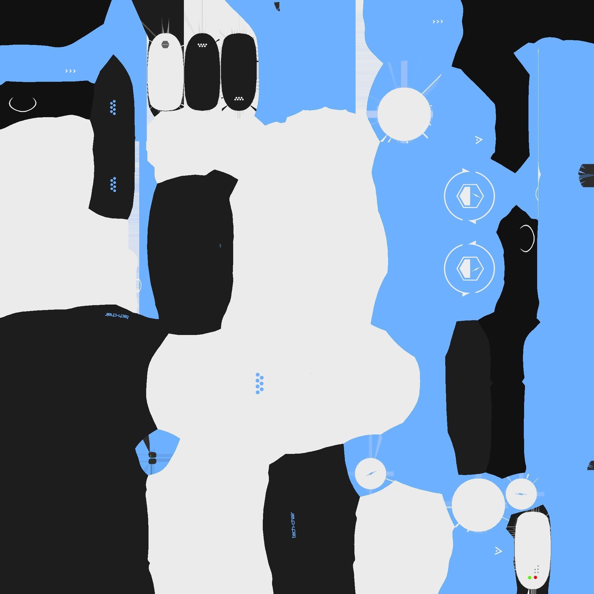 Tech Wheelchair B08 Black Blue - Disability Character Design Low-poly 3D model_20