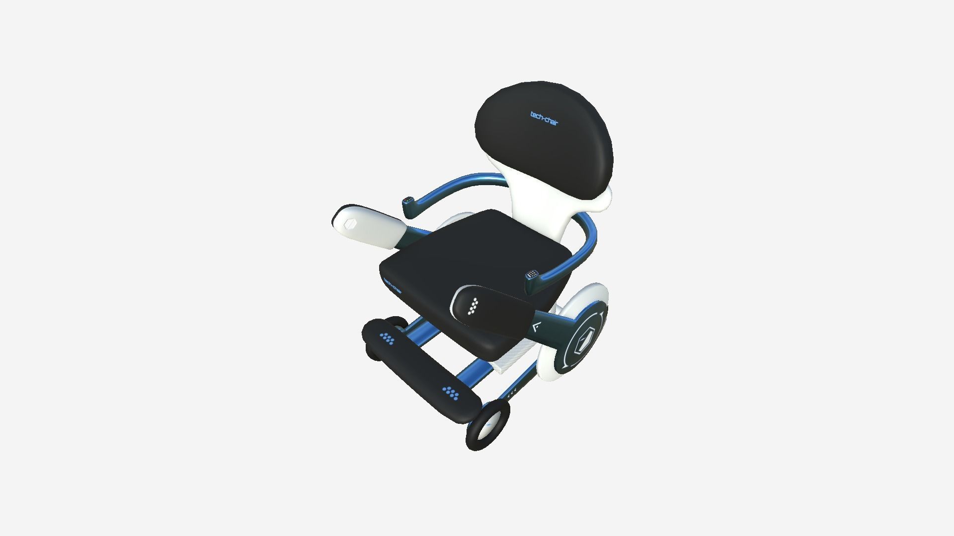 Tech Wheelchair B08 Black Blue - Disability Character Design Low-poly 3D model_1