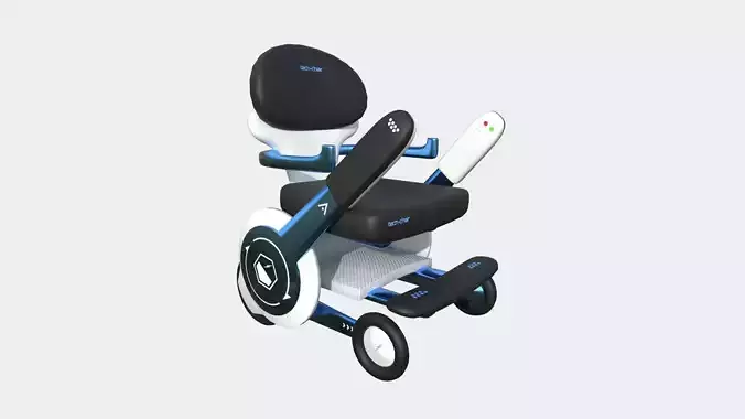 Tech Wheelchair B08 Black Blue - Disability Character Design Low-poly 3D model