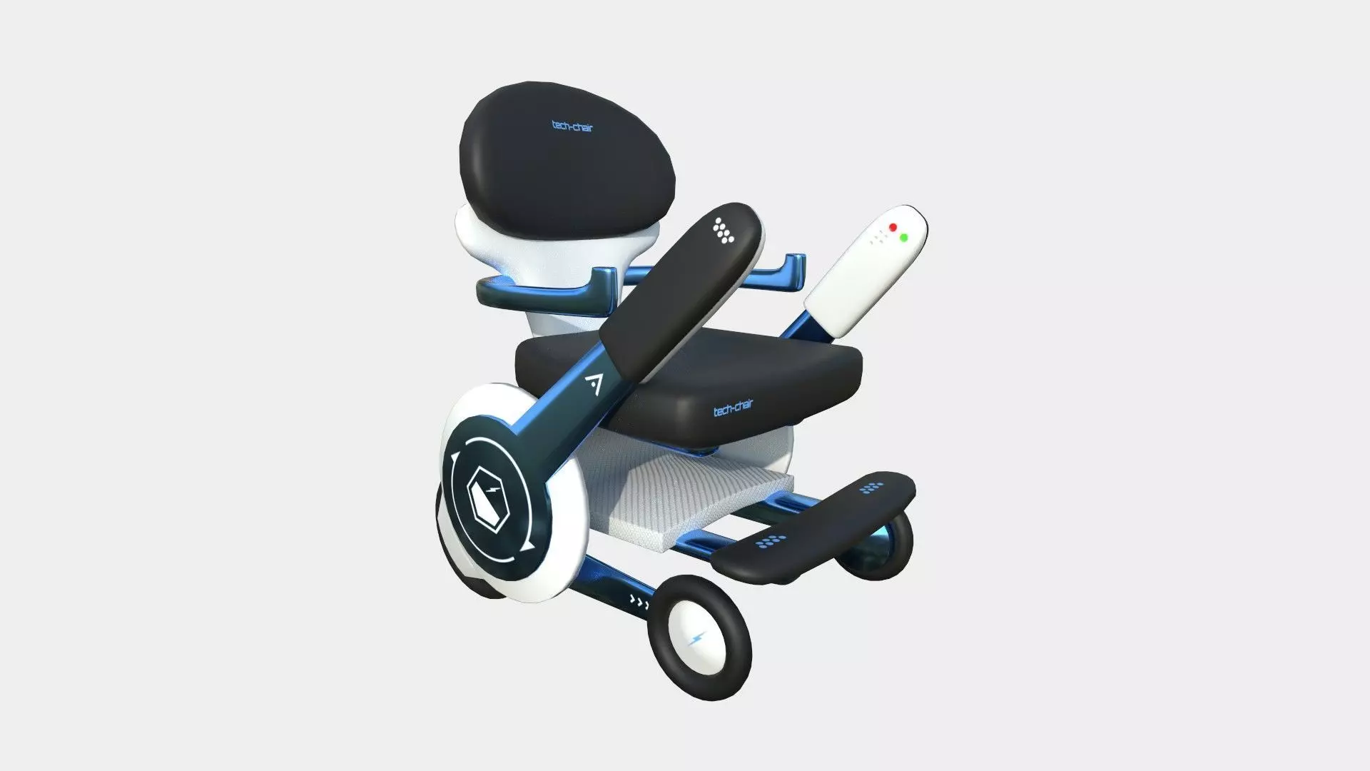 Tech Wheelchair B08 Black Blue - Disability Character Design Low-poly 3D model_0