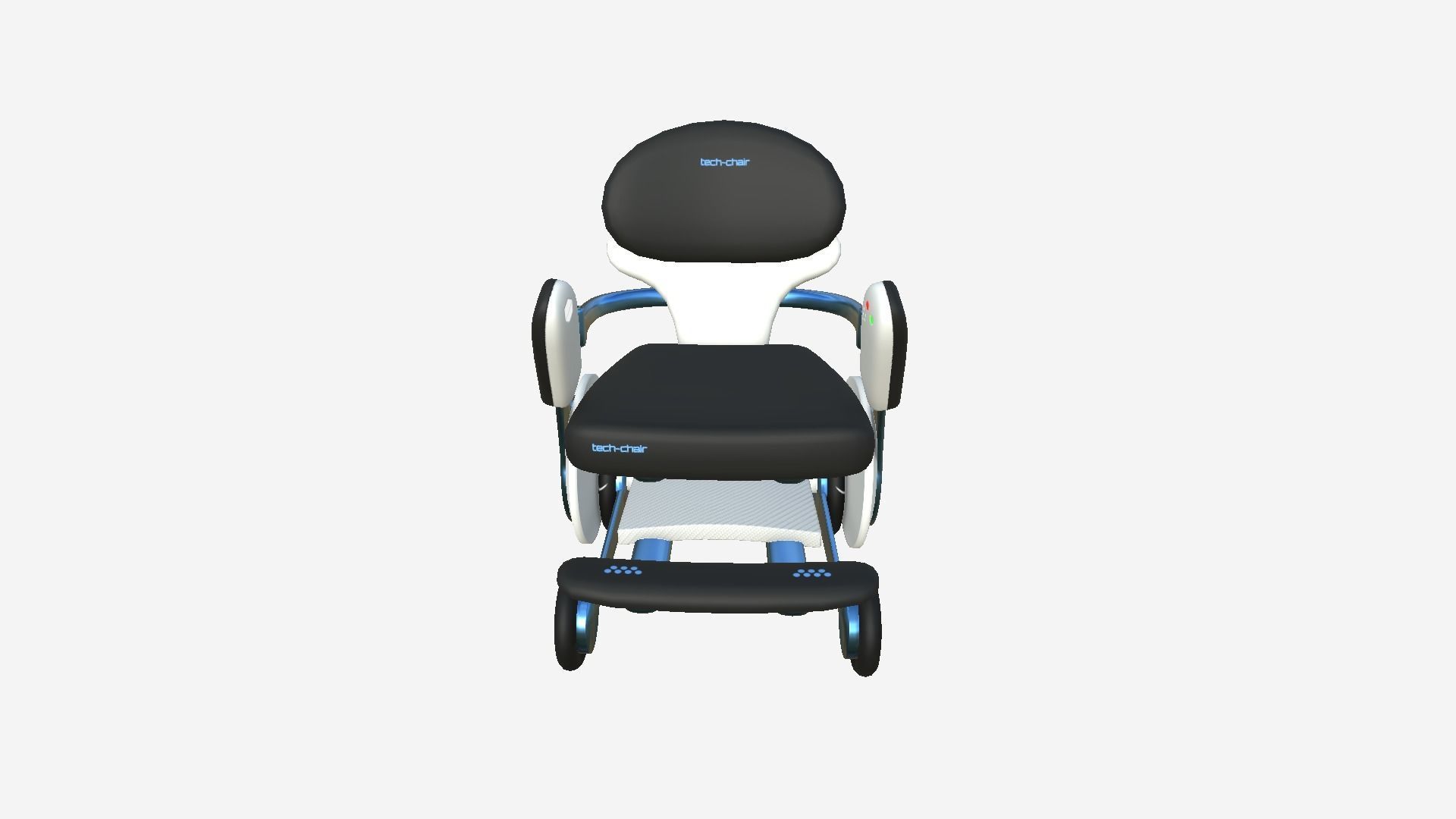 Tech Wheelchair B08 Black Blue - Disability Character Design Low-poly 3D model_3