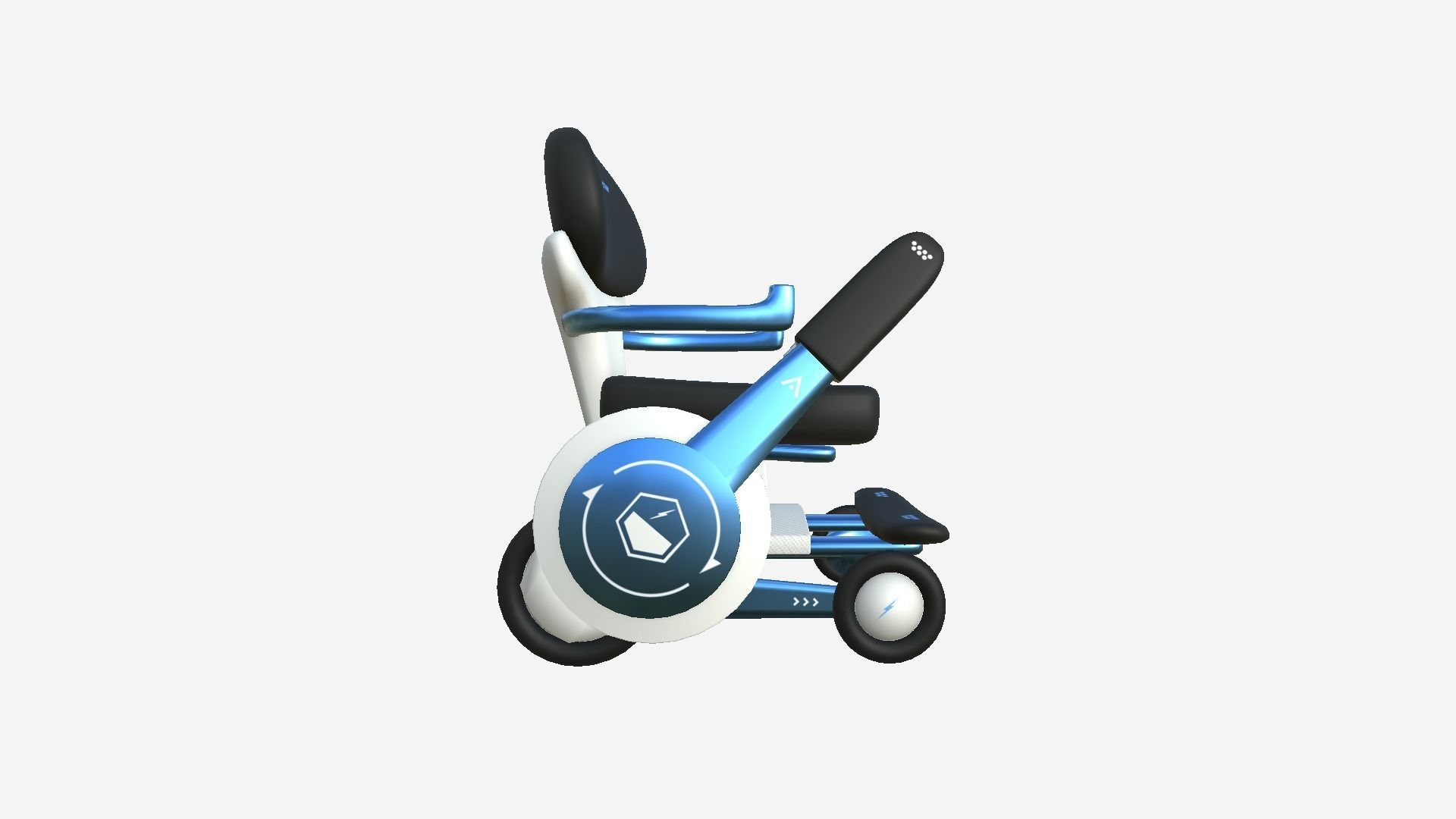 Tech Wheelchair B08 Black Blue - Disability Character Design Low-poly 3D model_4