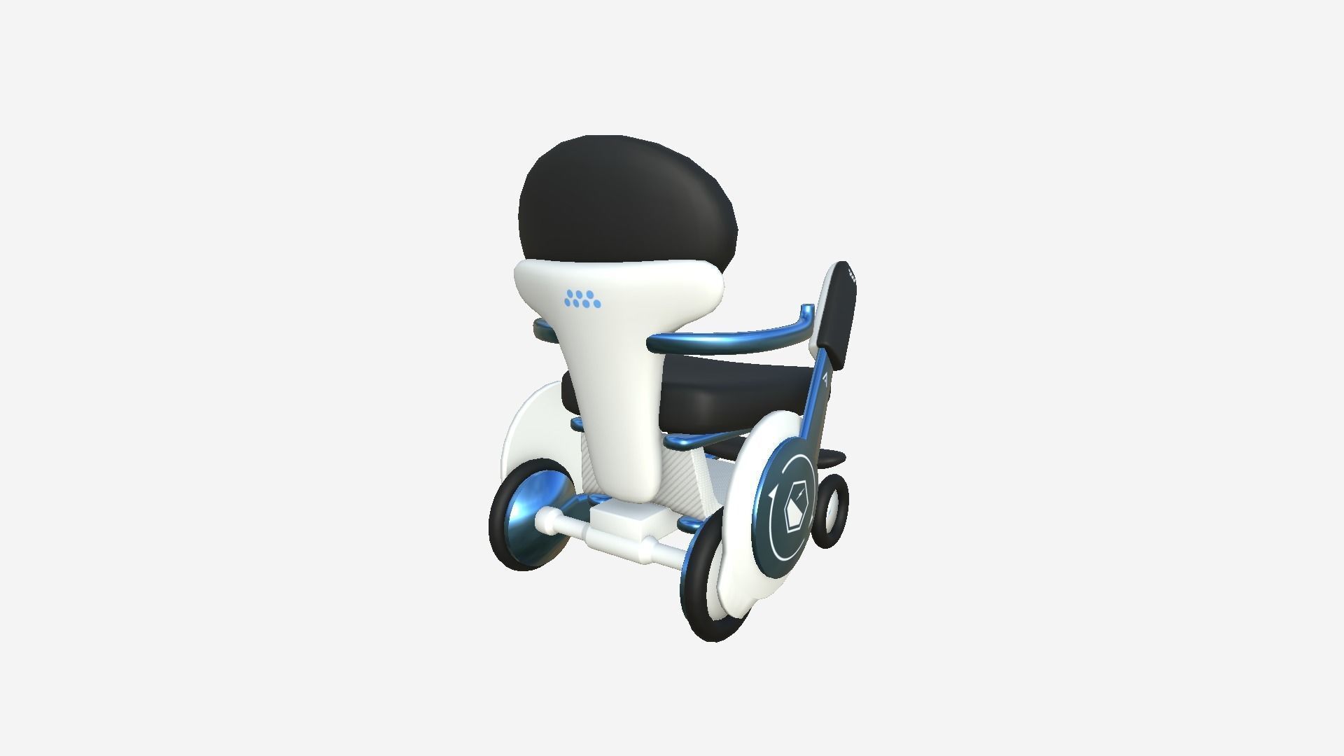 Tech Wheelchair B08 Black Blue - Disability Character Design Low-poly 3D model_2