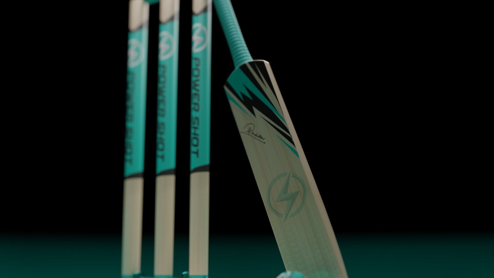 Cricket bat  Wicket and Ball Low-poly 3D model 3D model_3