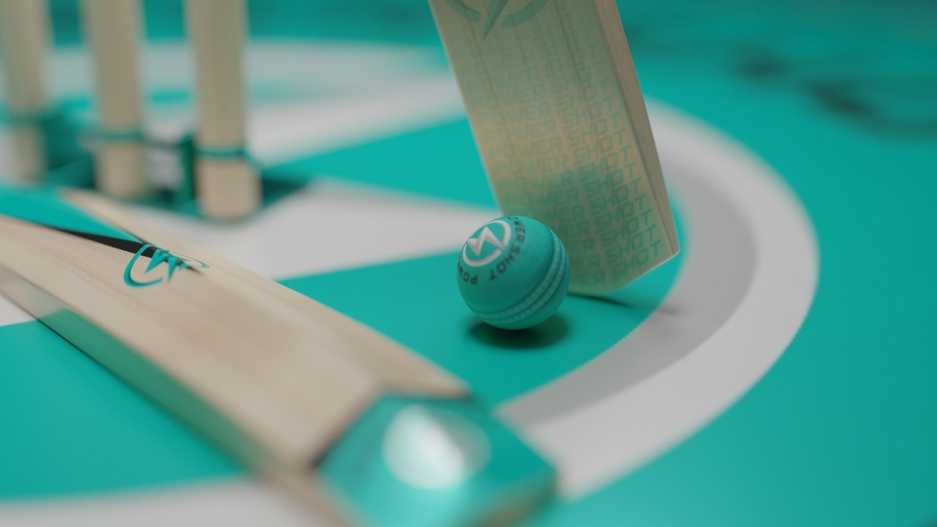 Cricket bat  Wicket and Ball Low-poly 3D model 3D model_1