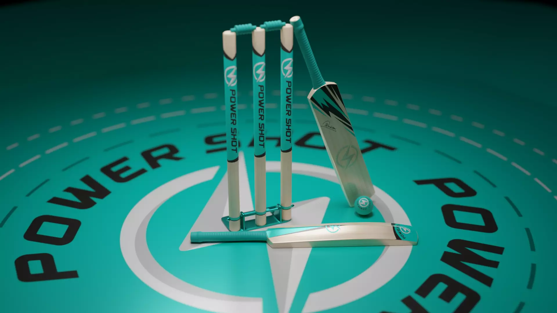 Cricket bat  Wicket and Ball Low-poly 3D model 3D model_0