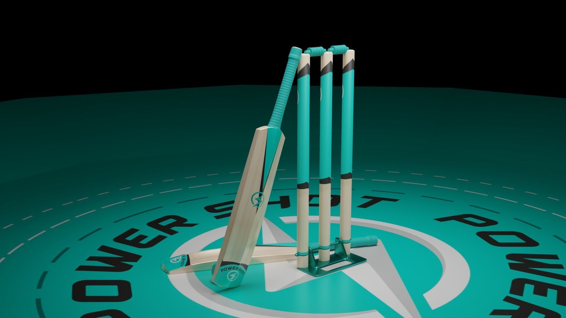 Cricket bat  Wicket and Ball Low-poly 3D model 3D model_7