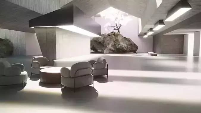 Virtual Reality Meta Room 2022 Baked and Corona Max Scene Low-poly 3D model