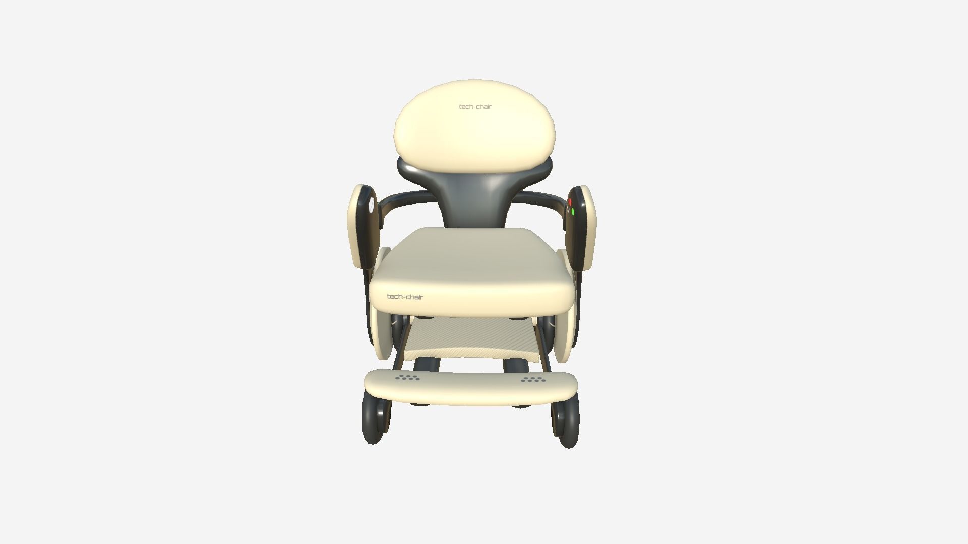 Tech Wheelchair B09 Black Beige - Disability Character Design Low-poly 3D model_3