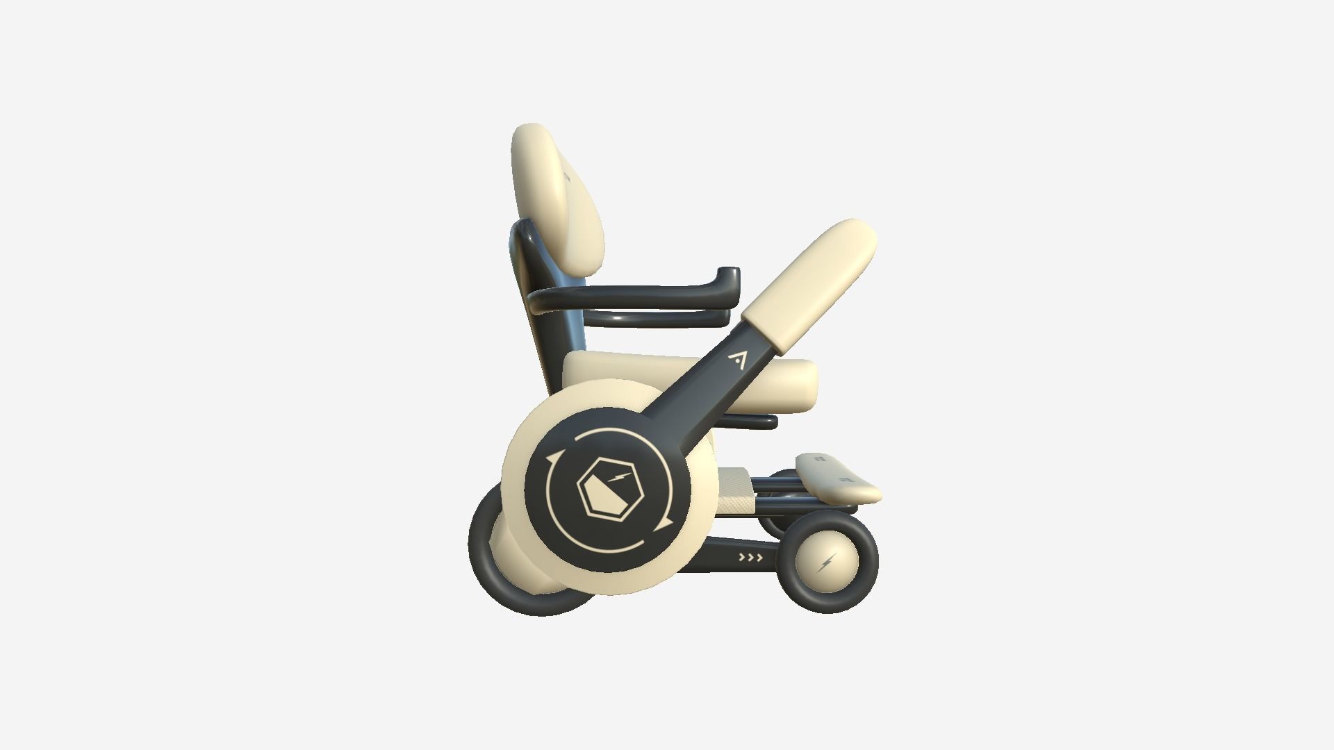 Tech Wheelchair B09 Black Beige - Disability Character Design Low-poly 3D model_4