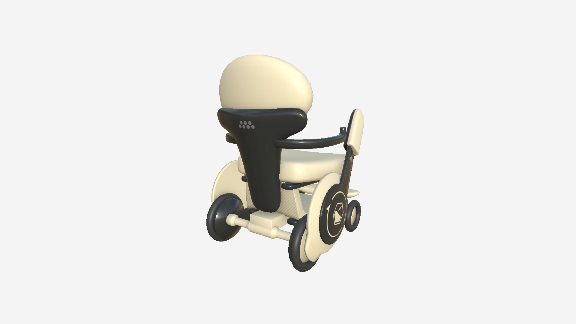 Tech Wheelchair B09 Black Beige - Disability Character Design Low-poly 3D model_2