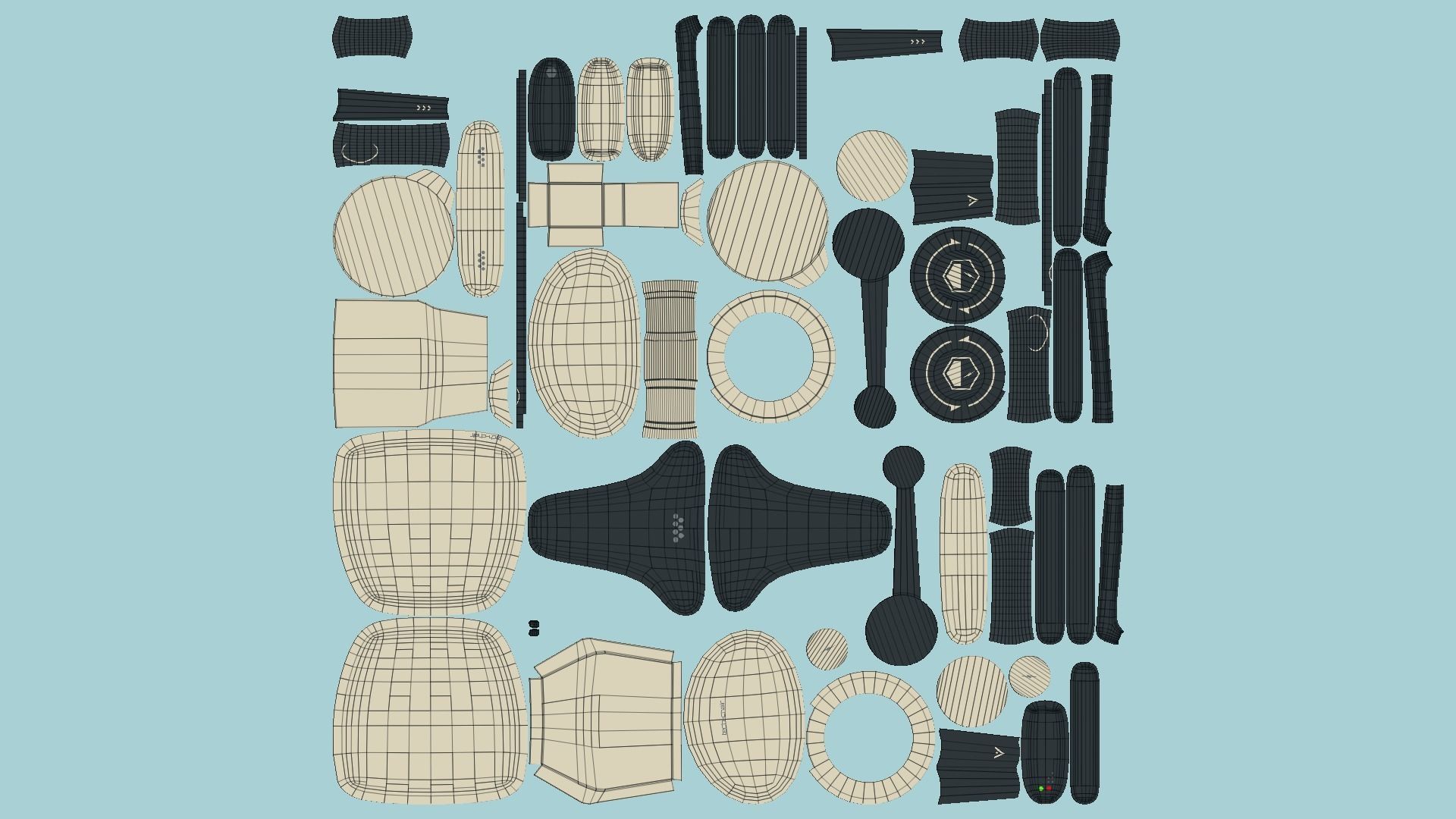 Tech Wheelchair B09 Black Beige - Disability Character Design Low-poly 3D model_5