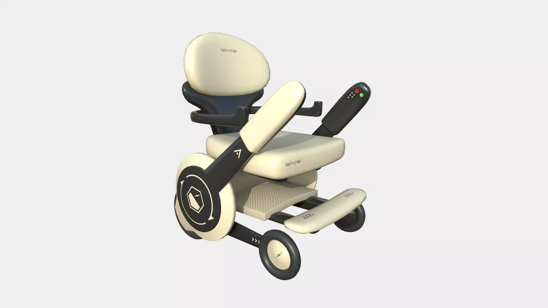 Tech Wheelchair B09 Black Beige - Disability Character Design Low-poly 3D model_0