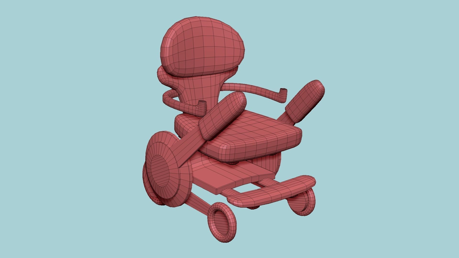Tech Wheelchair B09 Black Beige - Disability Character Design Low-poly 3D model_14