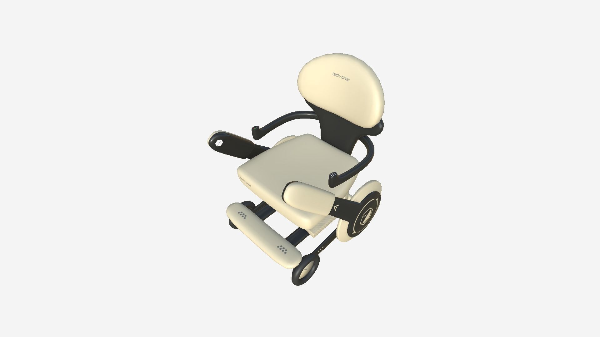Tech Wheelchair B09 Black Beige - Disability Character Design Low-poly 3D model_1