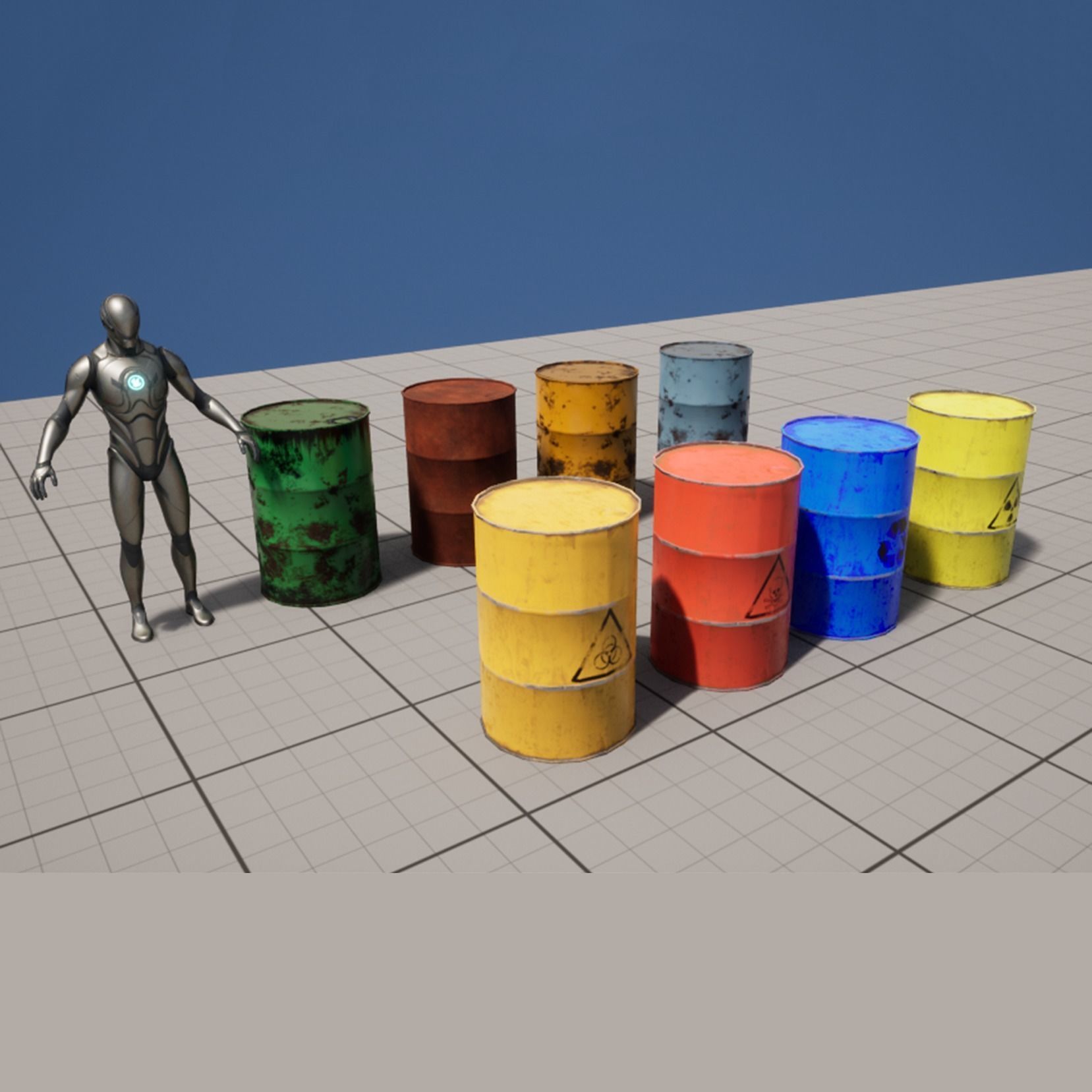 Collection of metal barrels Low-poly 3D model Low-poly 3D model_1