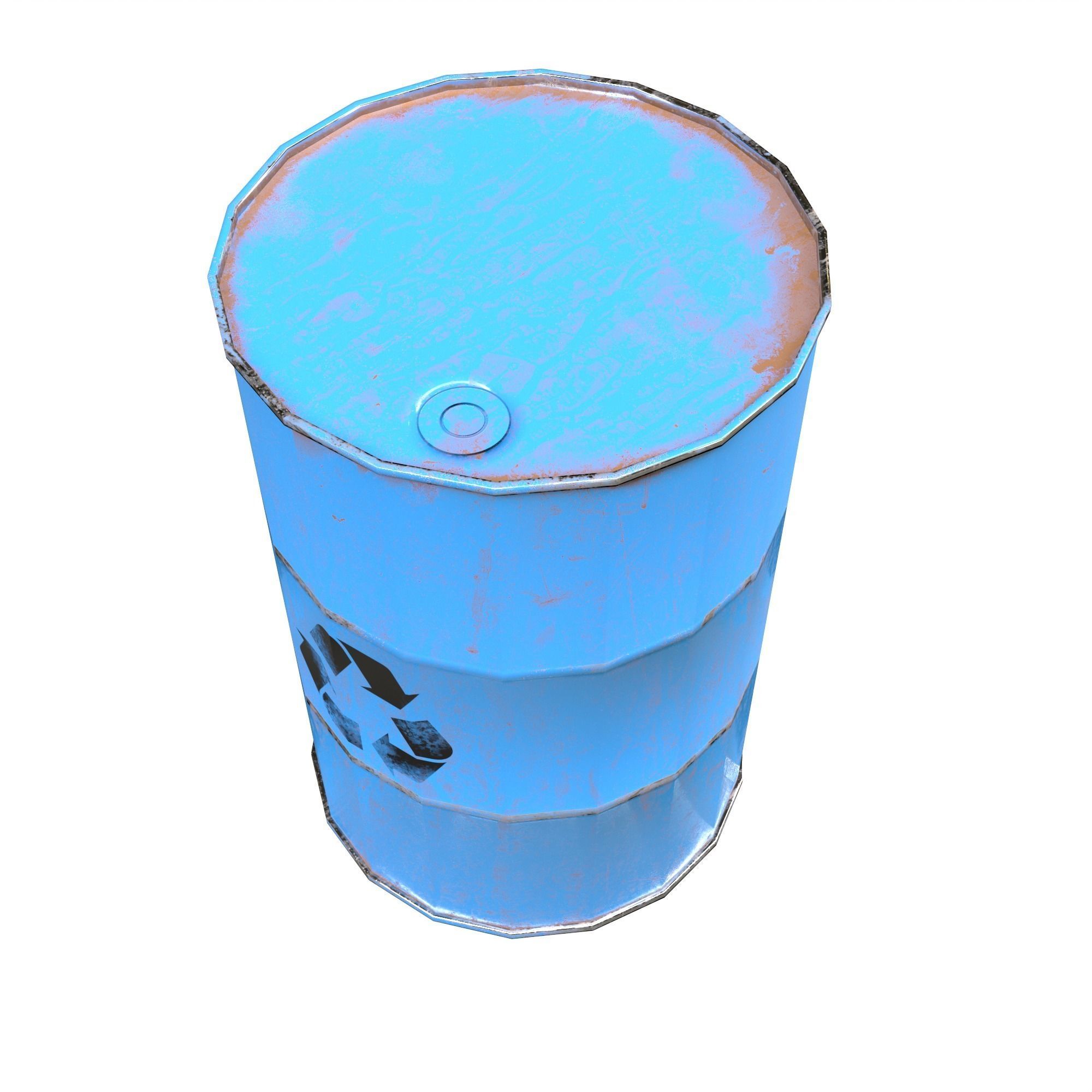 Collection of metal barrels Low-poly 3D model Low-poly 3D model_9