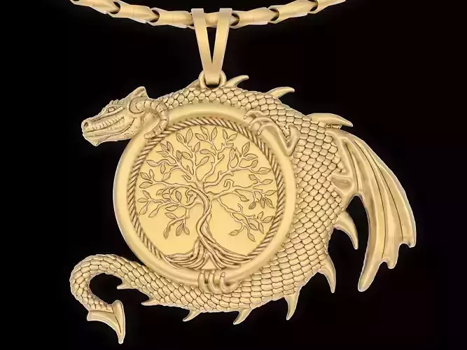 The tree of life dragon pendant jewelry Gold silver necklace 