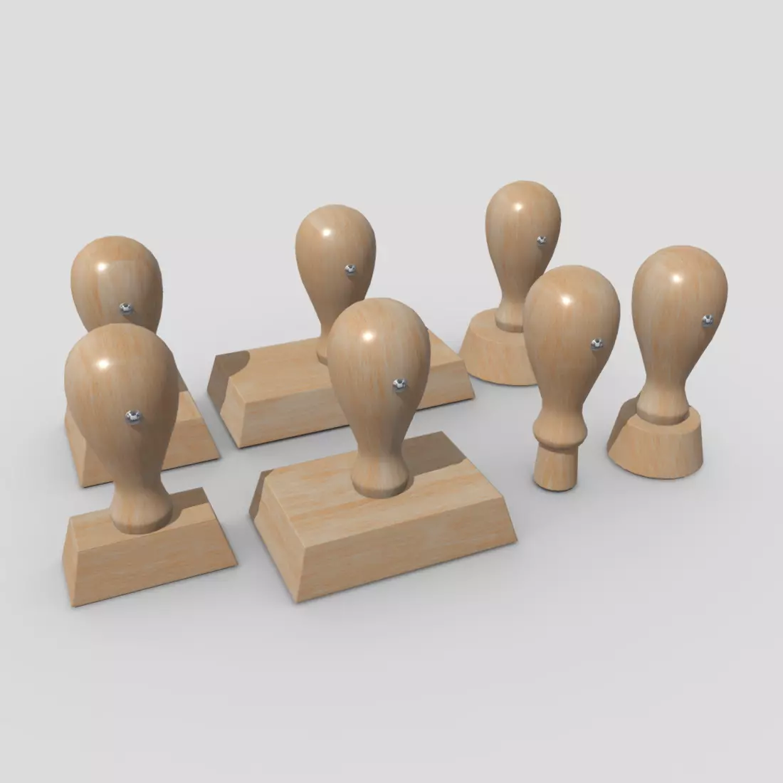 Rubber Stamp Pack Low-poly 3D model