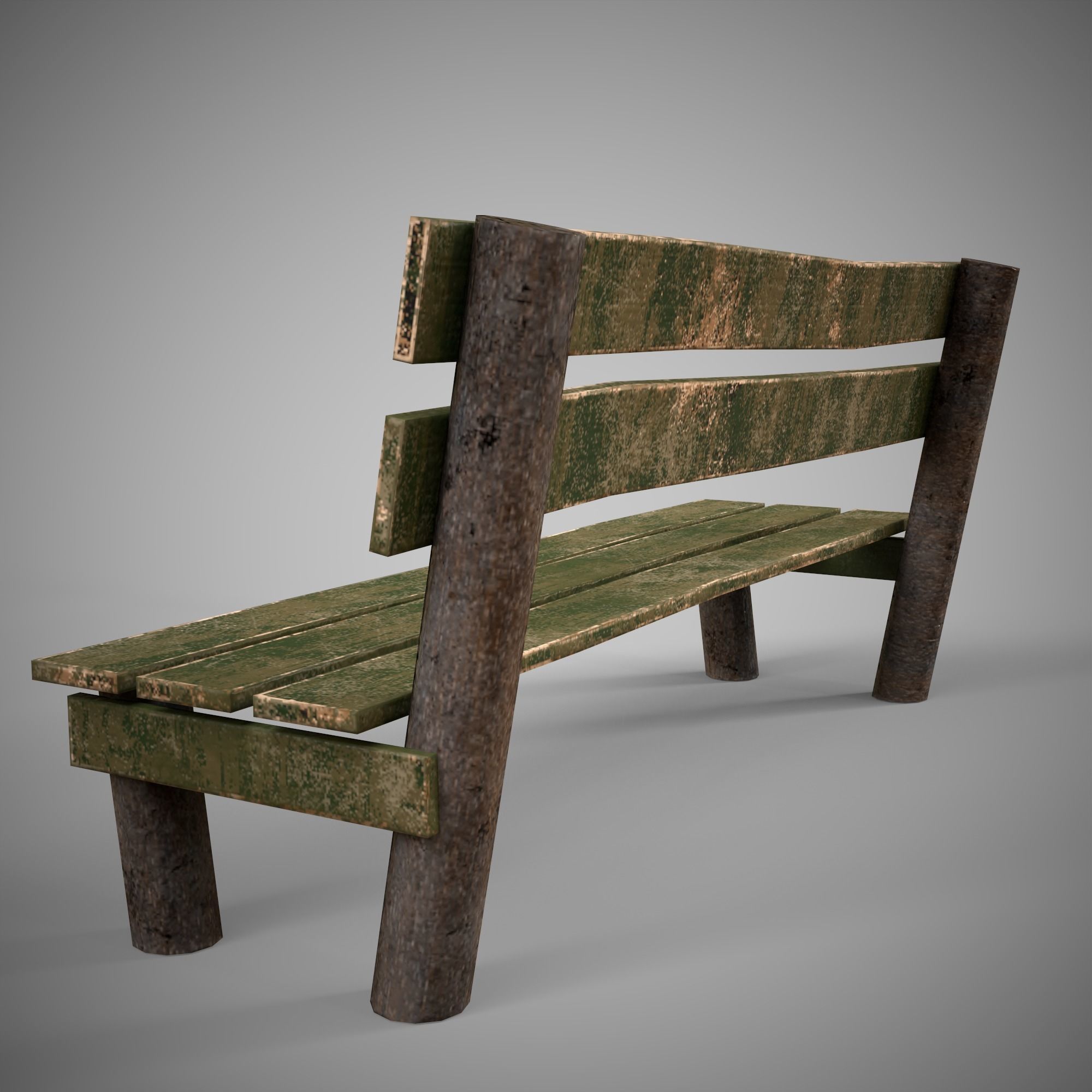 Low-poly 3D model  wooden benchl Free Free low-poly 3D model_2