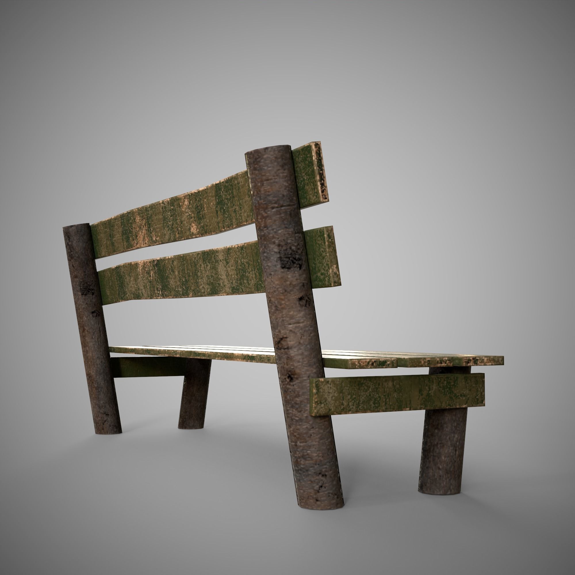 Low-poly 3D model  wooden benchl Free Free low-poly 3D model_4