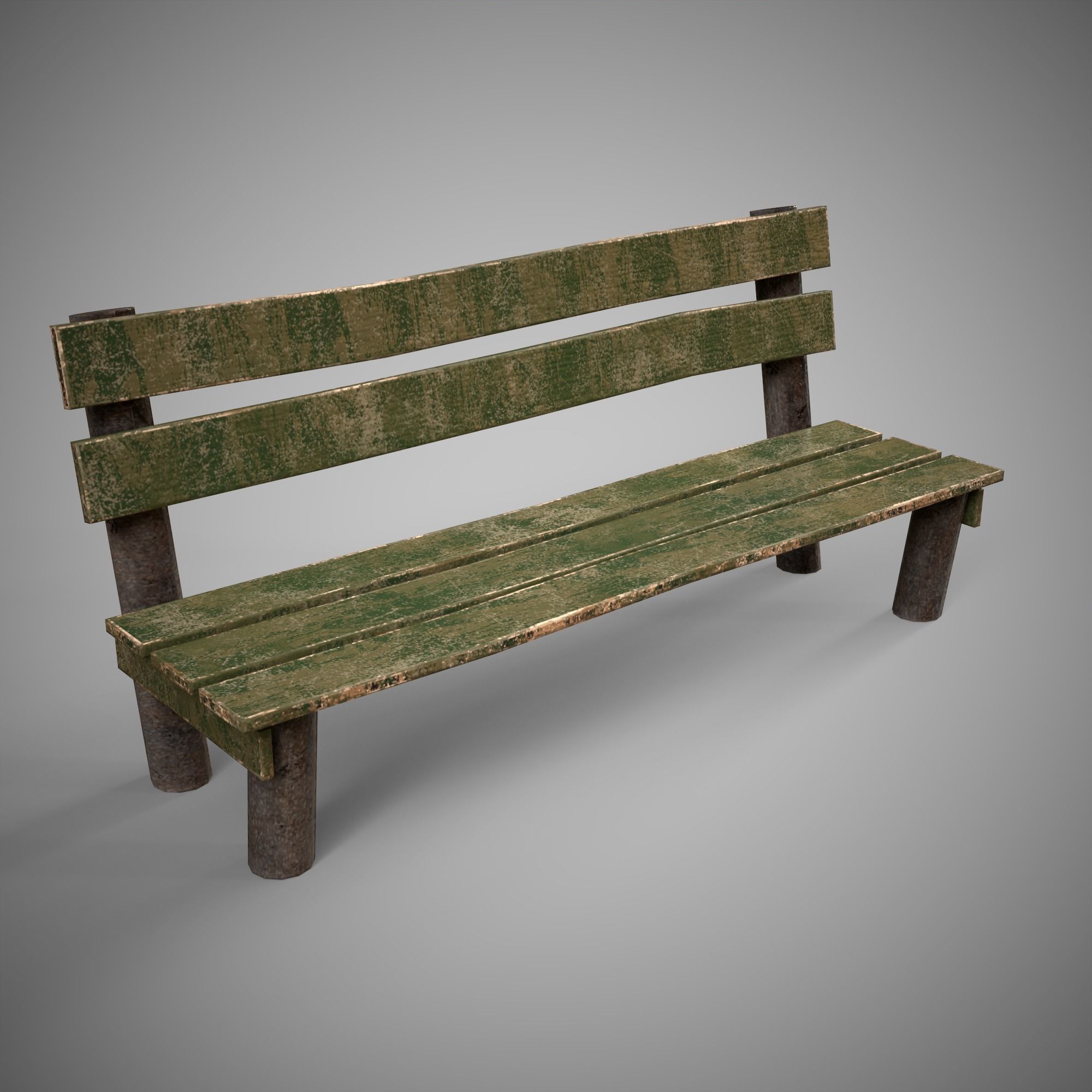 Low-poly 3D model  wooden benchl Free Free low-poly 3D model_6