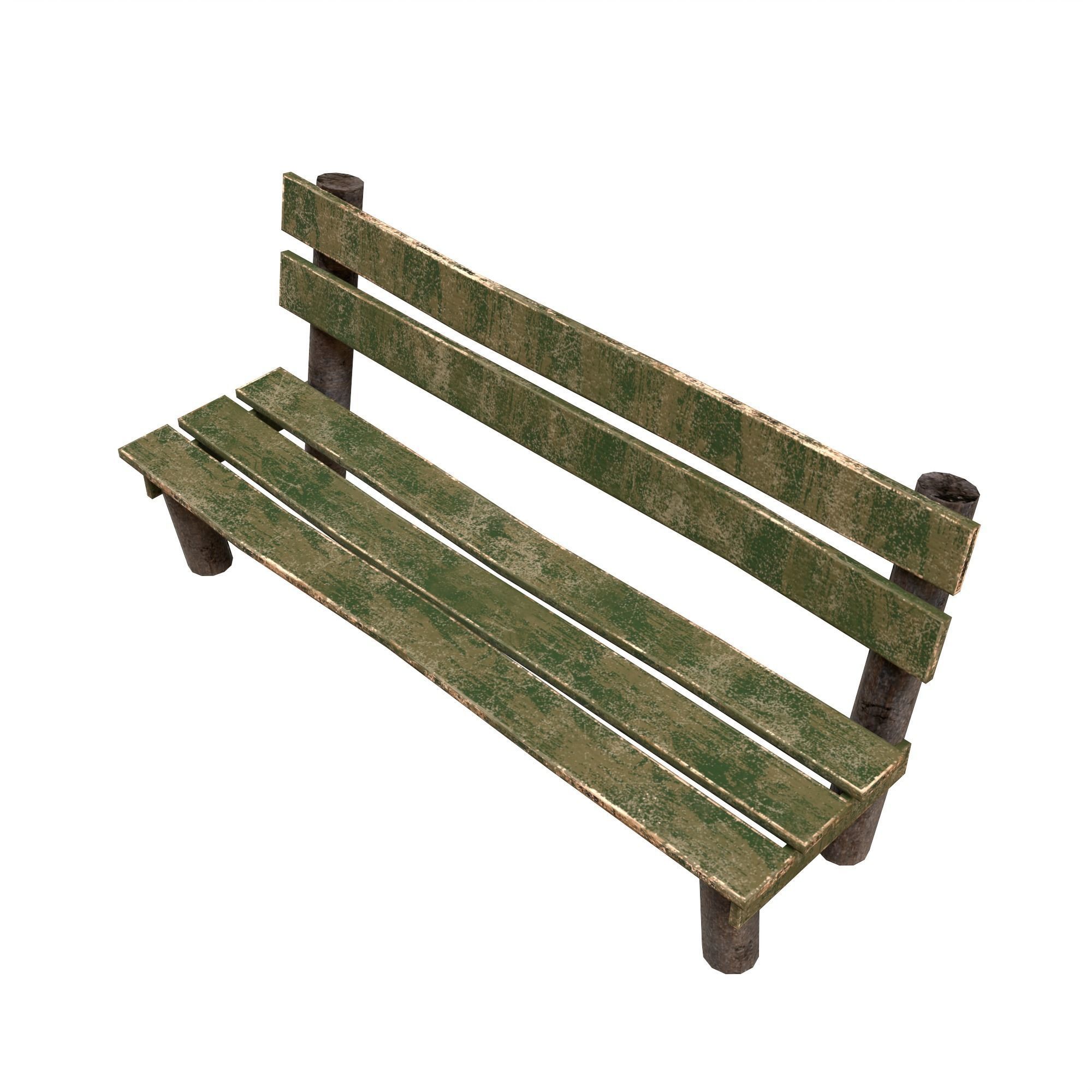 Low-poly 3D model  wooden benchl Free Free low-poly 3D model_8