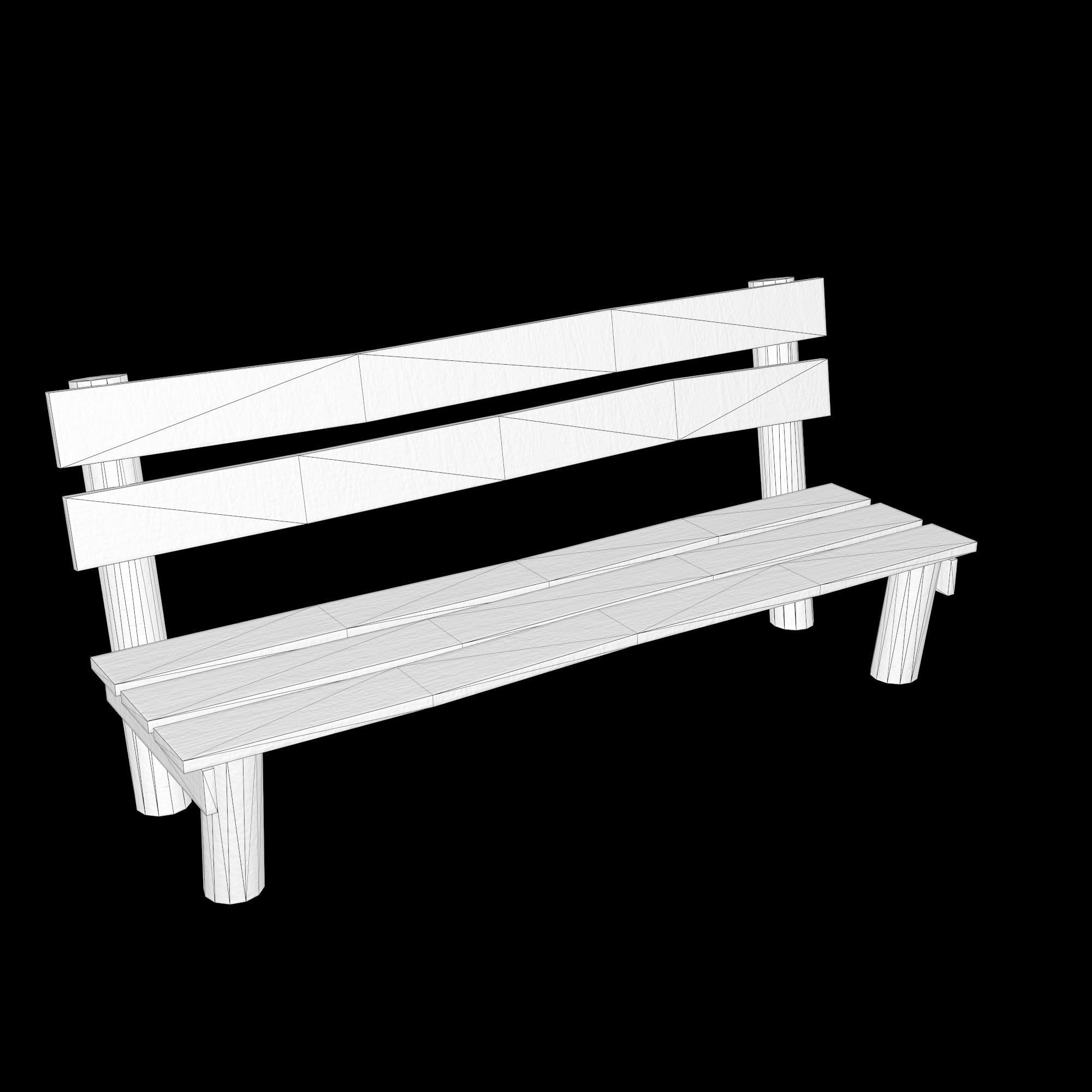 Low-poly 3D model  wooden benchl Free Free low-poly 3D model_12