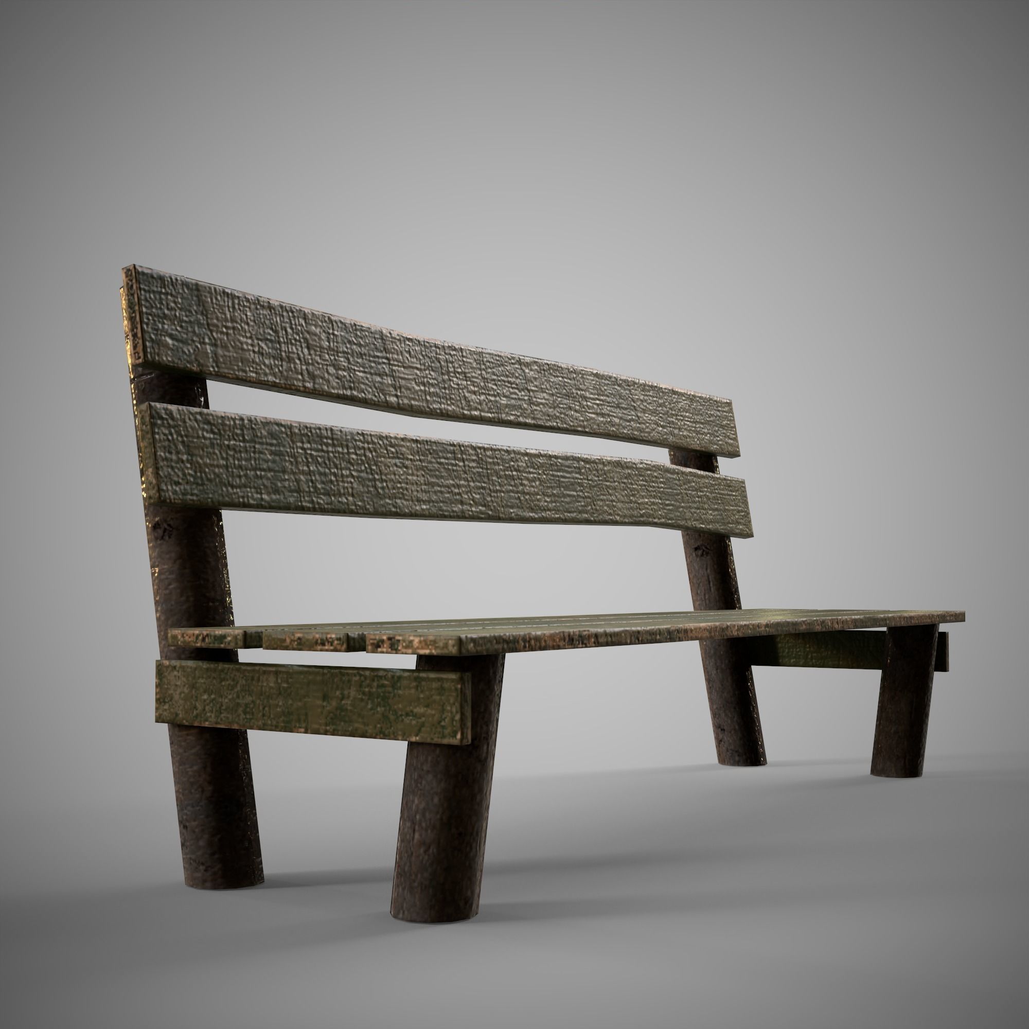 Low-poly 3D model  wooden benchl Free Free low-poly 3D model_3