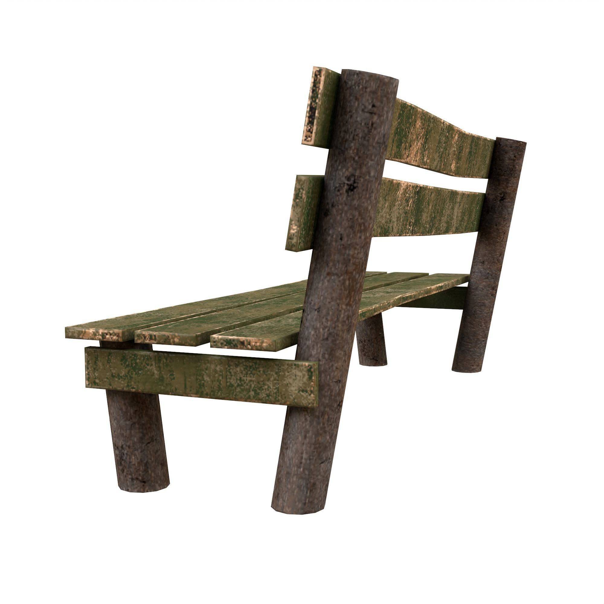Low-poly 3D model  wooden benchl Free Free low-poly 3D model_10