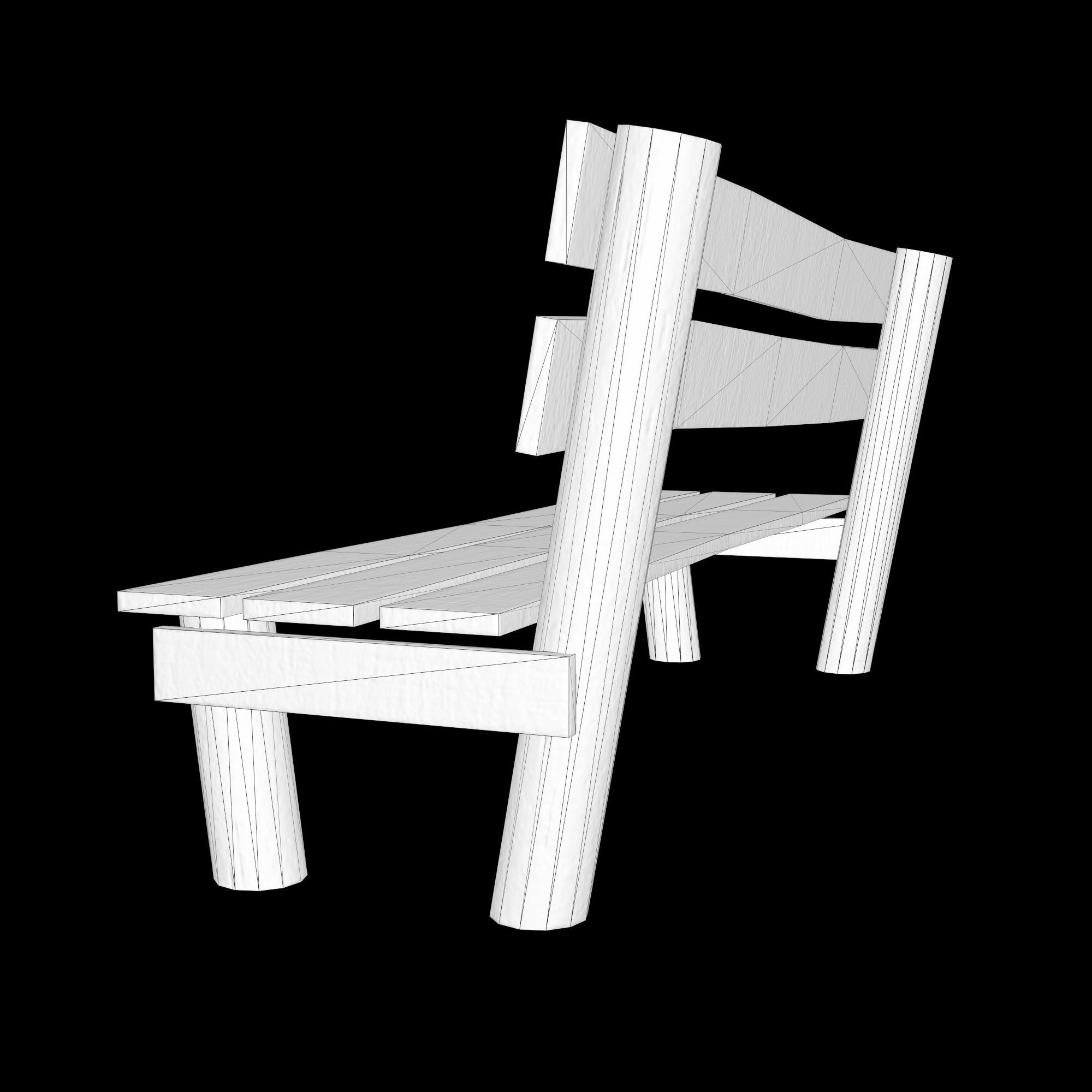 Low-poly 3D model  wooden benchl Free Free low-poly 3D model_16