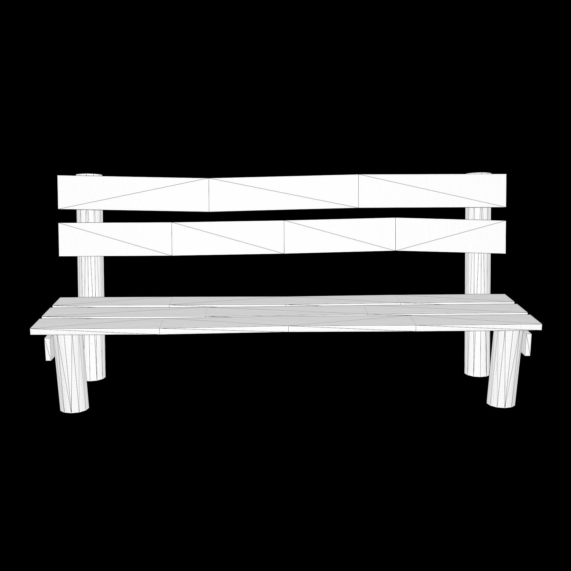 Low-poly 3D model  wooden benchl Free Free low-poly 3D model_13