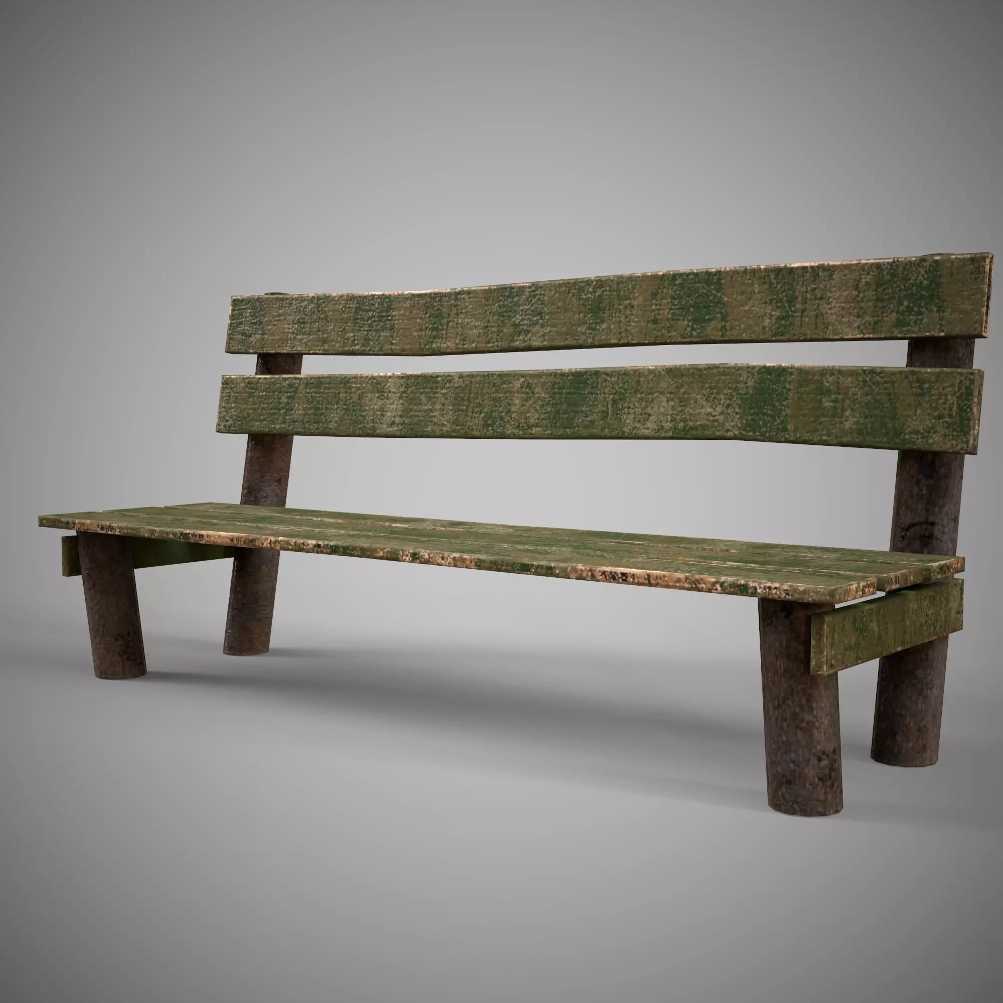 Low-poly 3D model  wooden benchl Free Free low-poly 3D model_0