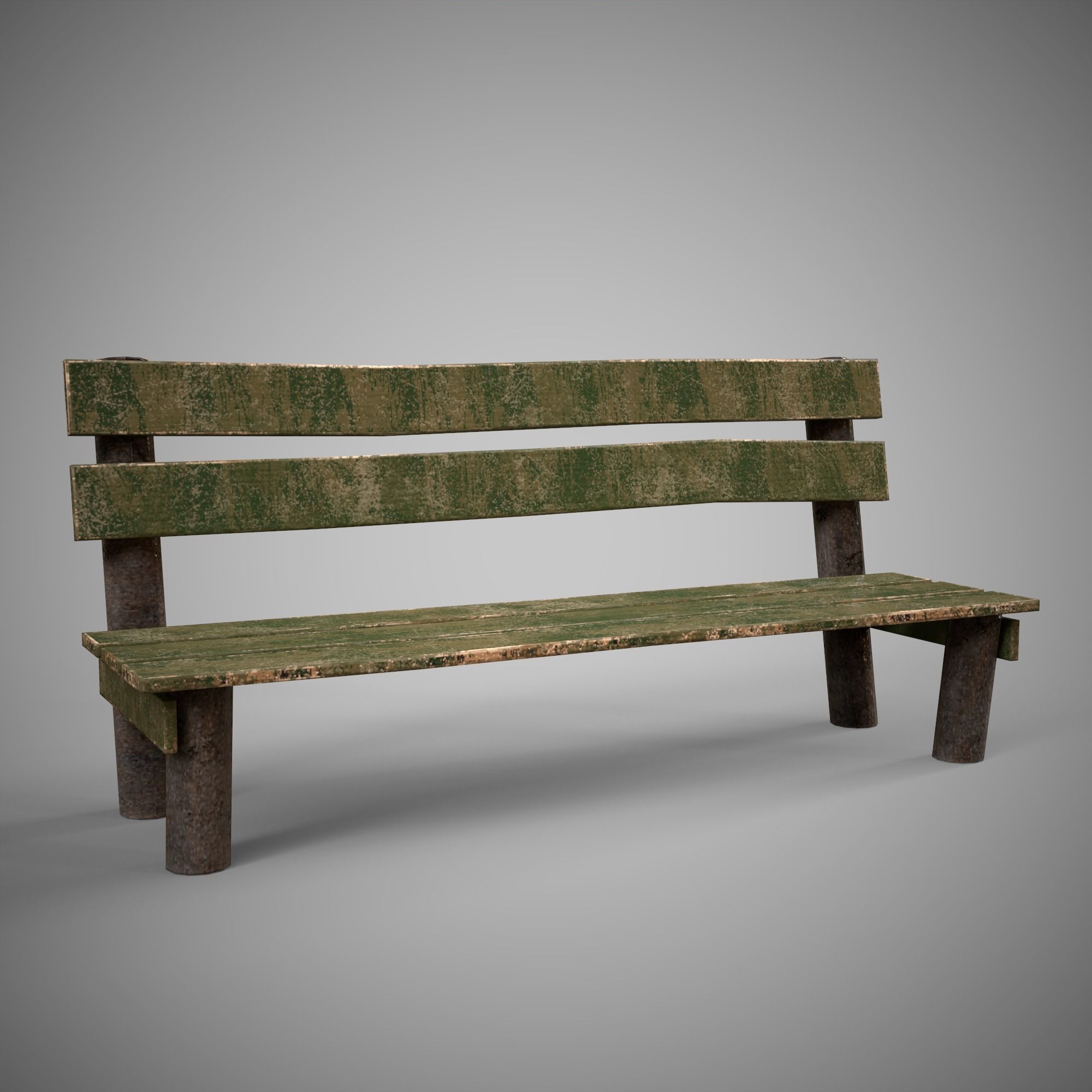 Low-poly 3D model  wooden benchl Free Free low-poly 3D model_5