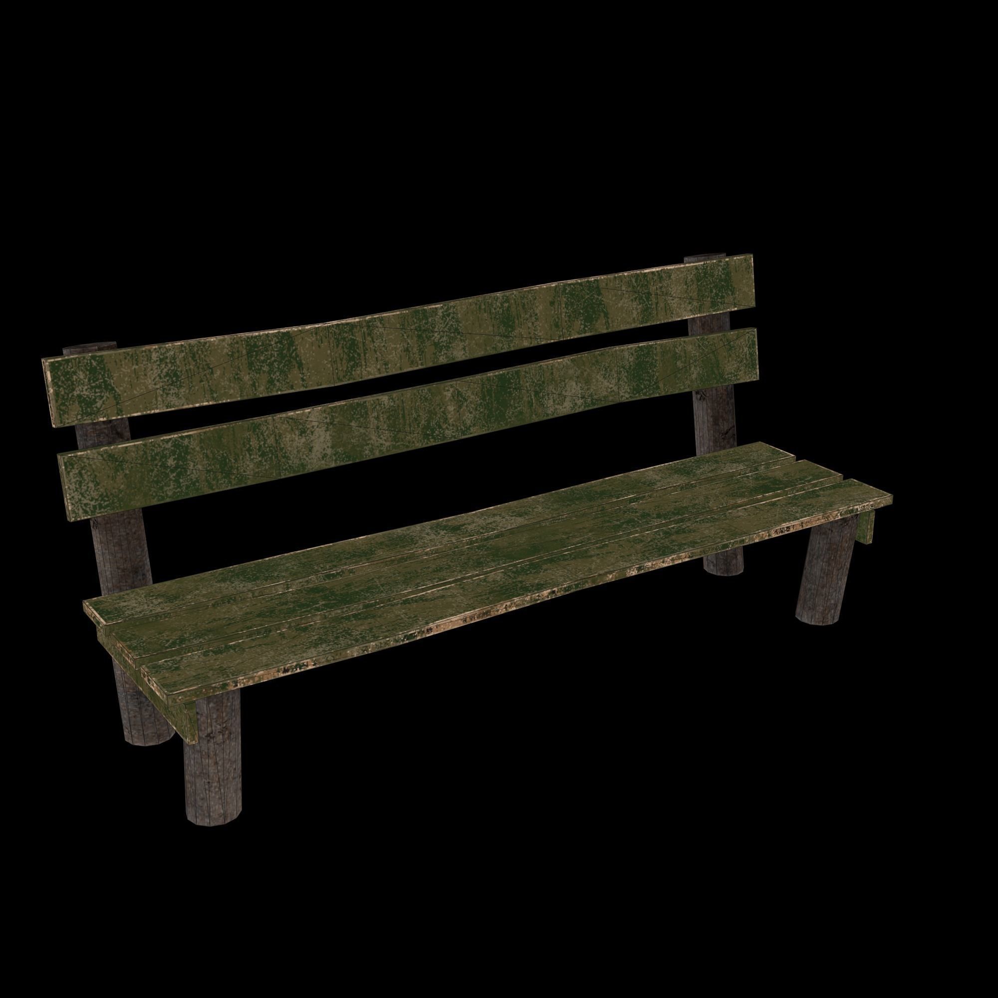 Low-poly 3D model  wooden benchl Free Free low-poly 3D model_11