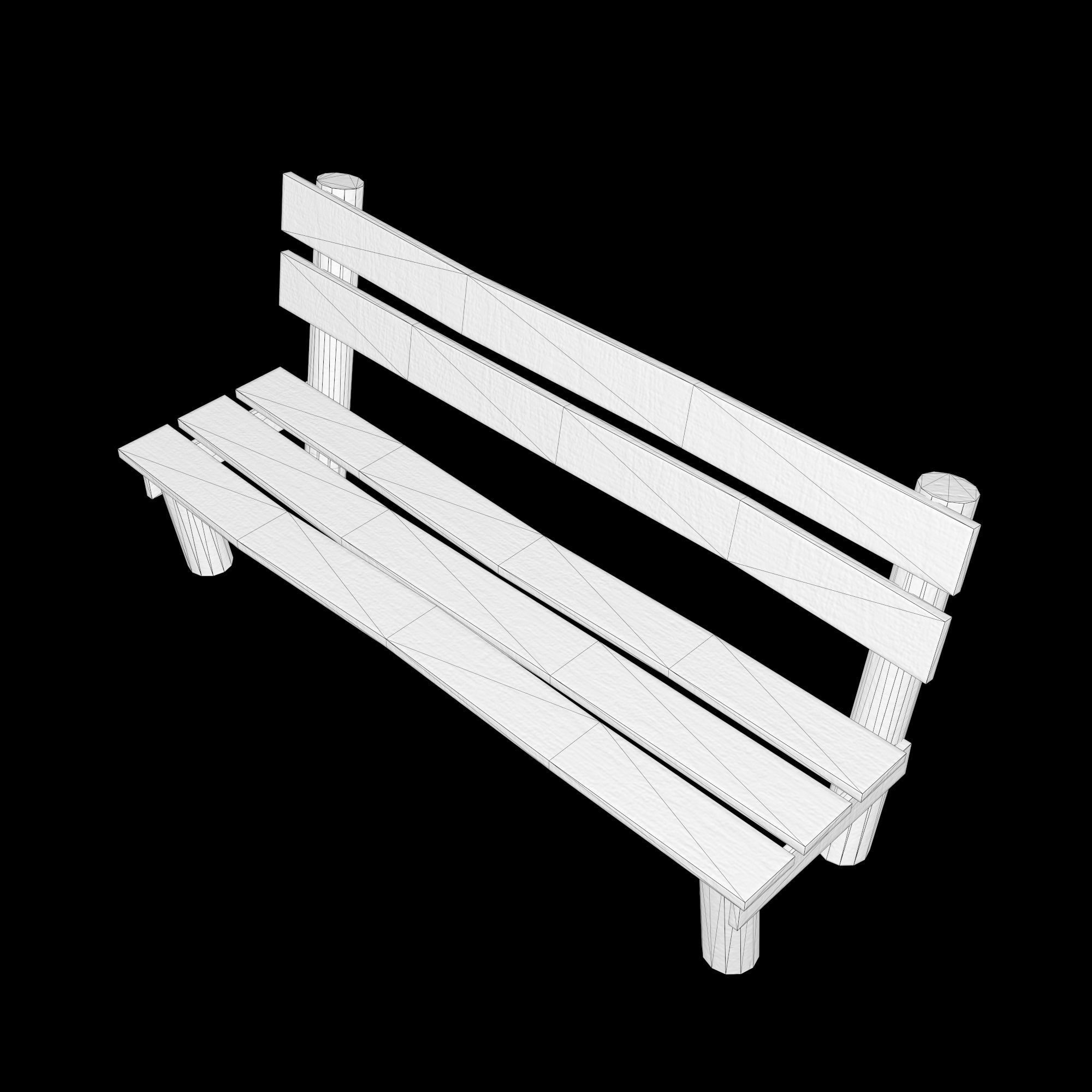 Low-poly 3D model  wooden benchl Free Free low-poly 3D model_14