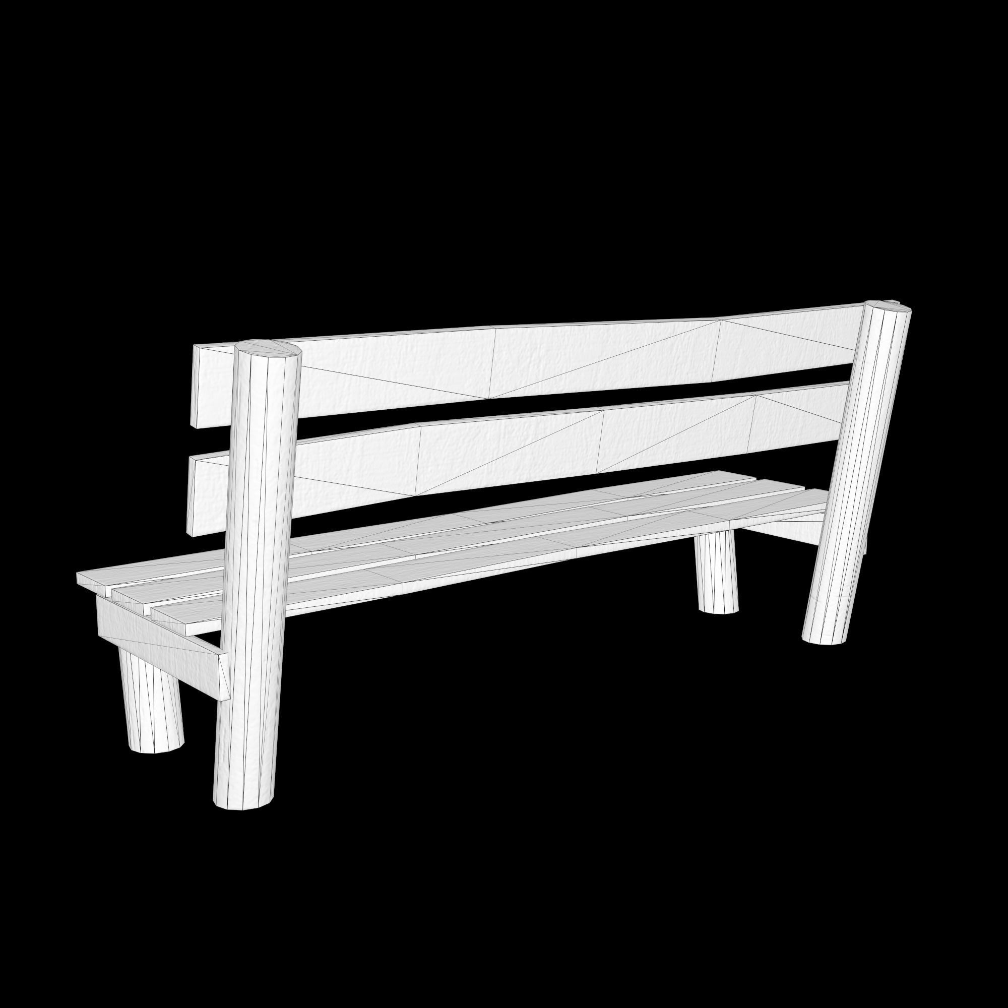 Low-poly 3D model  wooden benchl Free Free low-poly 3D model_15