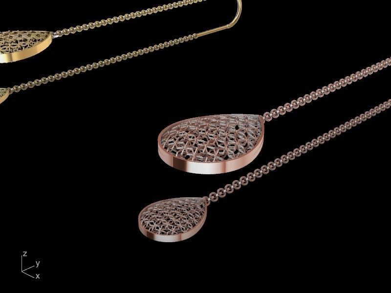 thread and needle pear drop earrings stl verified 3D print model_4