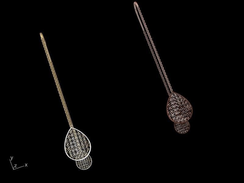 thread and needle pear drop earrings stl verified 3D print model_2