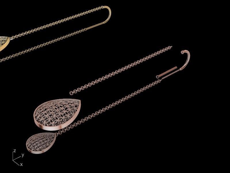 thread and needle pear drop earrings stl verified 3D print model_11