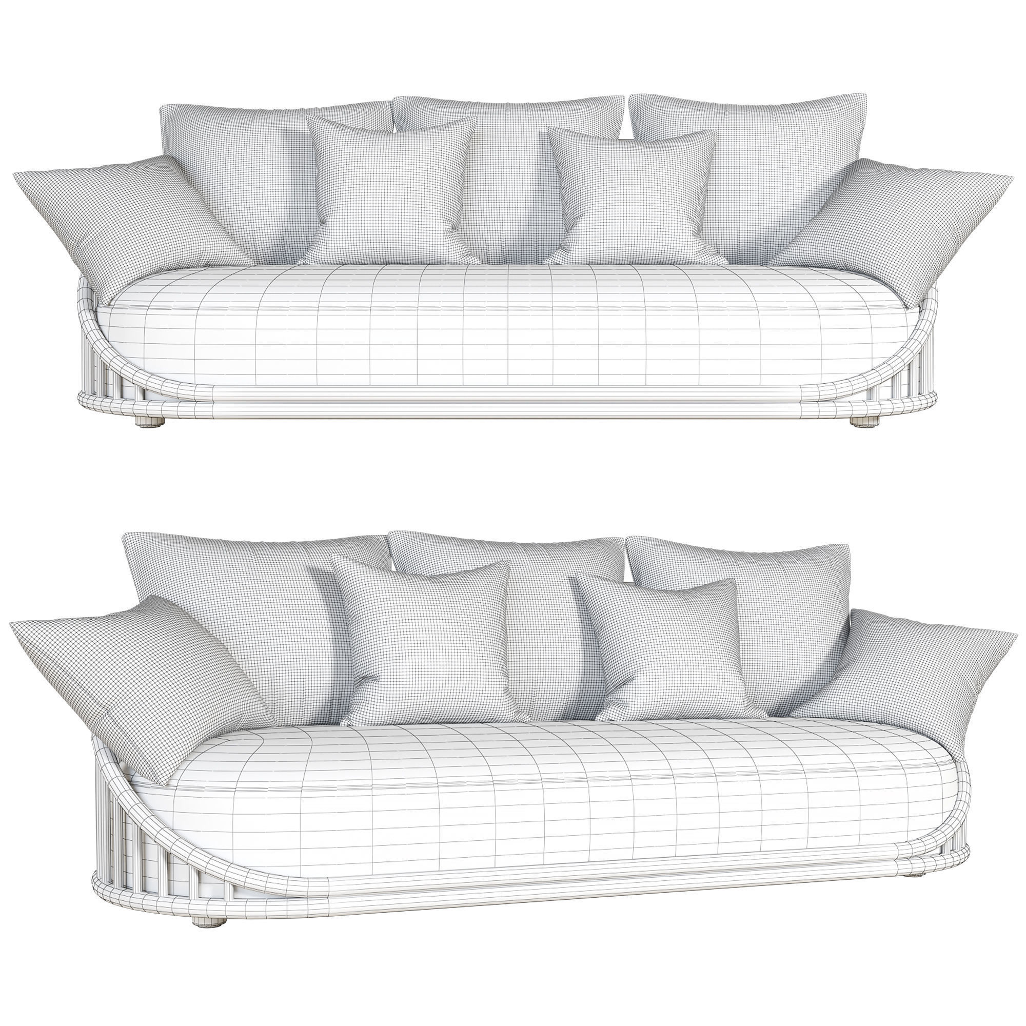 Cask 3 Seater Sofa by Expormim 3D model_1