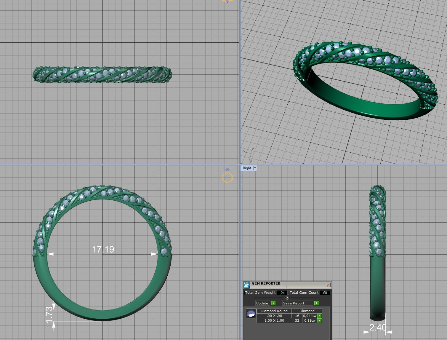 Spiral Design Eternity Diamond Ring 3dmodel  3D print model_13