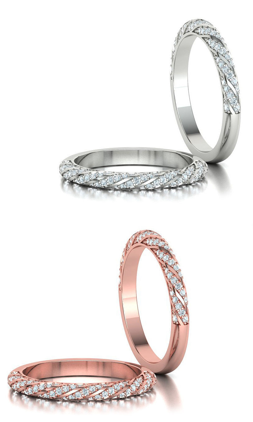 Spiral Design Eternity Diamond Ring 3dmodel  3D print model_37