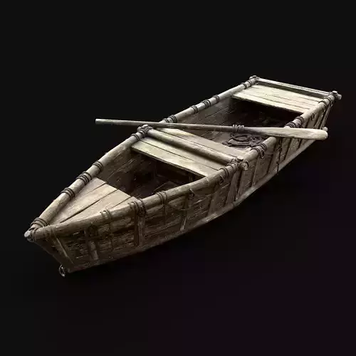 BOAT ROWBOAT WOODEN FISHERMAN RIVER FISH LAKE CANOE SHIP NEXTGEN Low-poly 3D model