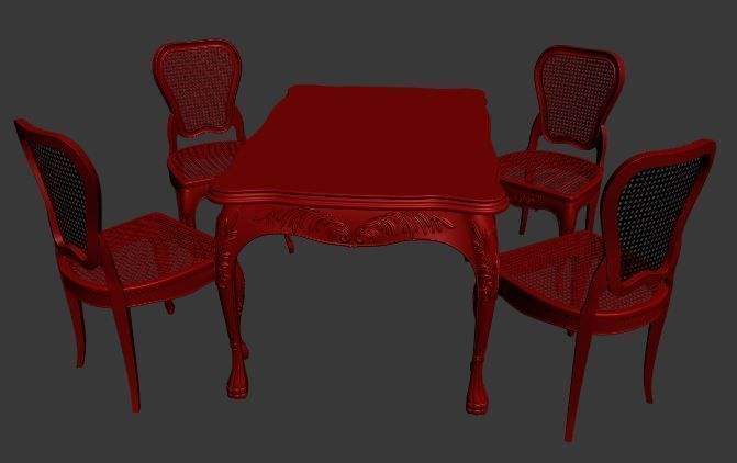 Classical Dining set Low-poly 3D model_16