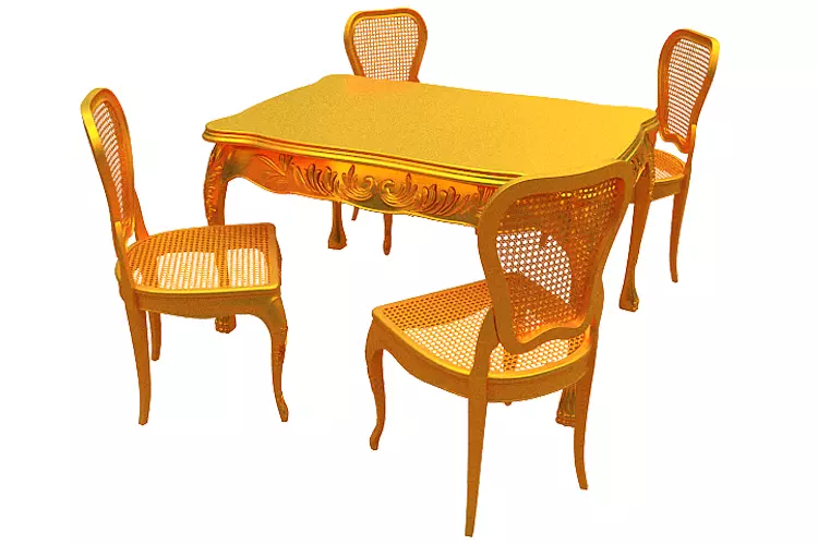 Classical Dining set Low-poly 3D model_0