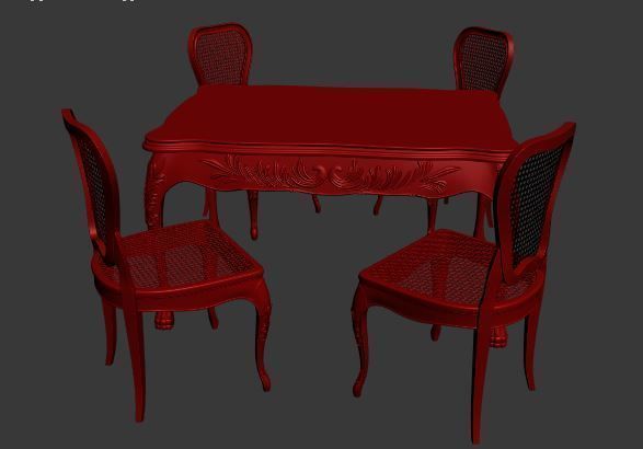 Classical Dining set Low-poly 3D model_14