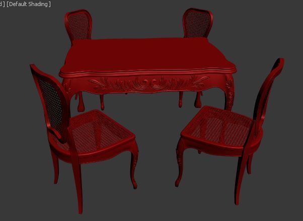 Classical Dining set Low-poly 3D model_15