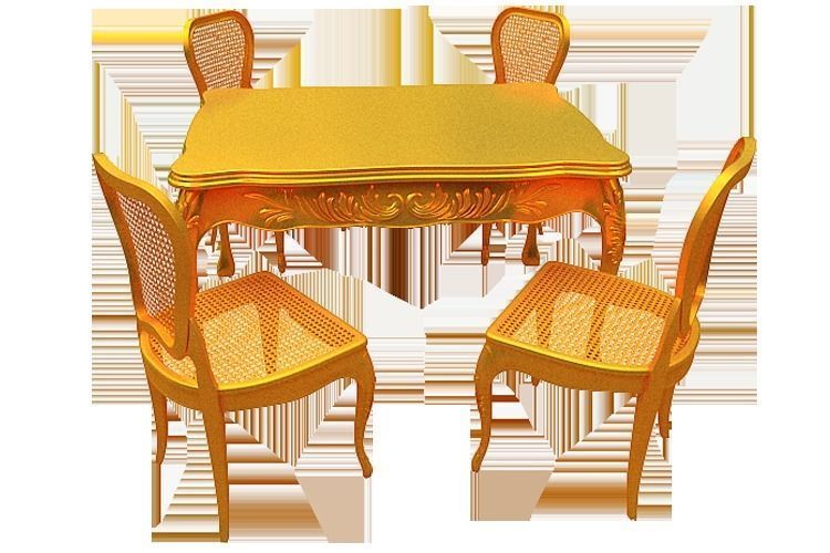 Classical Dining set Low-poly 3D model_2