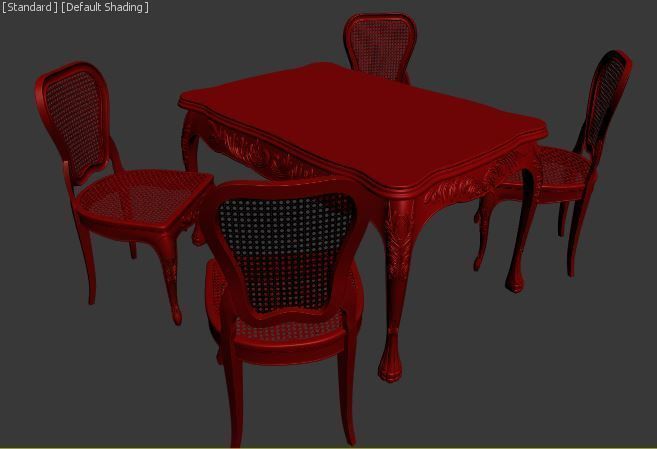 Classical Dining set Low-poly 3D model_19